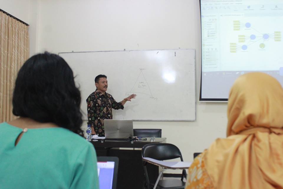 Dr. Gendro Wiyono, S.IP., MM., memberikan penjelasan awal pada Pelatihan SmartPLS. 